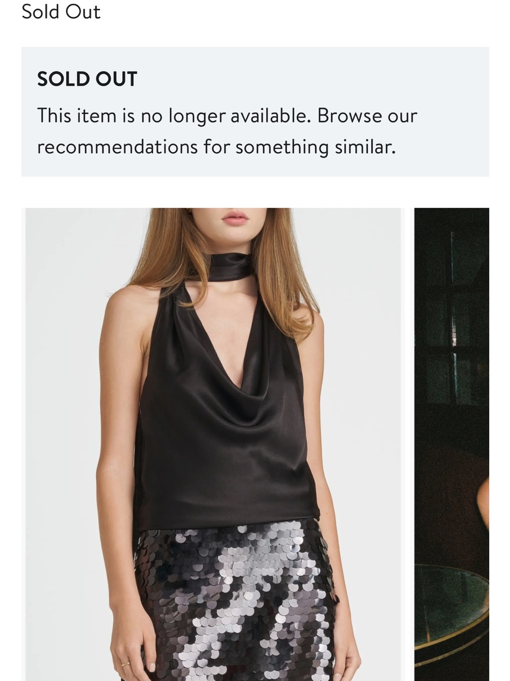 Wayf Black Satin Cowl Neck Halter Top